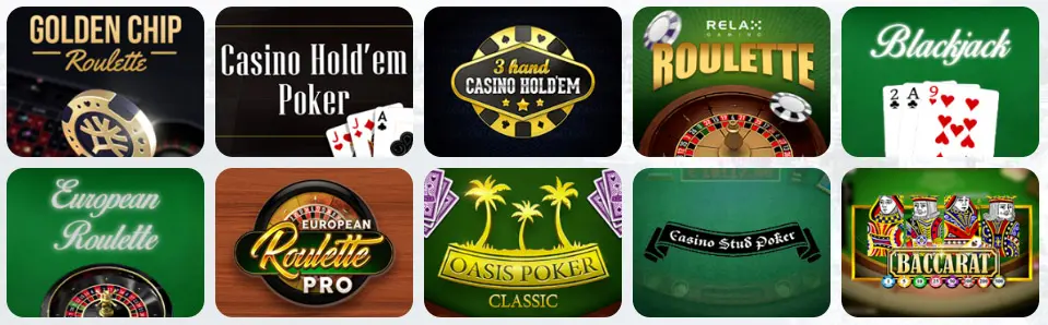 Jeux de table au OhMyZino Casino